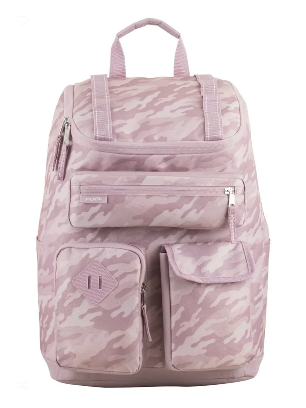Pink Camouflage Wide Mouth Cargo Backpack - Large Weekend Bag w/ Laptop Sleeve
